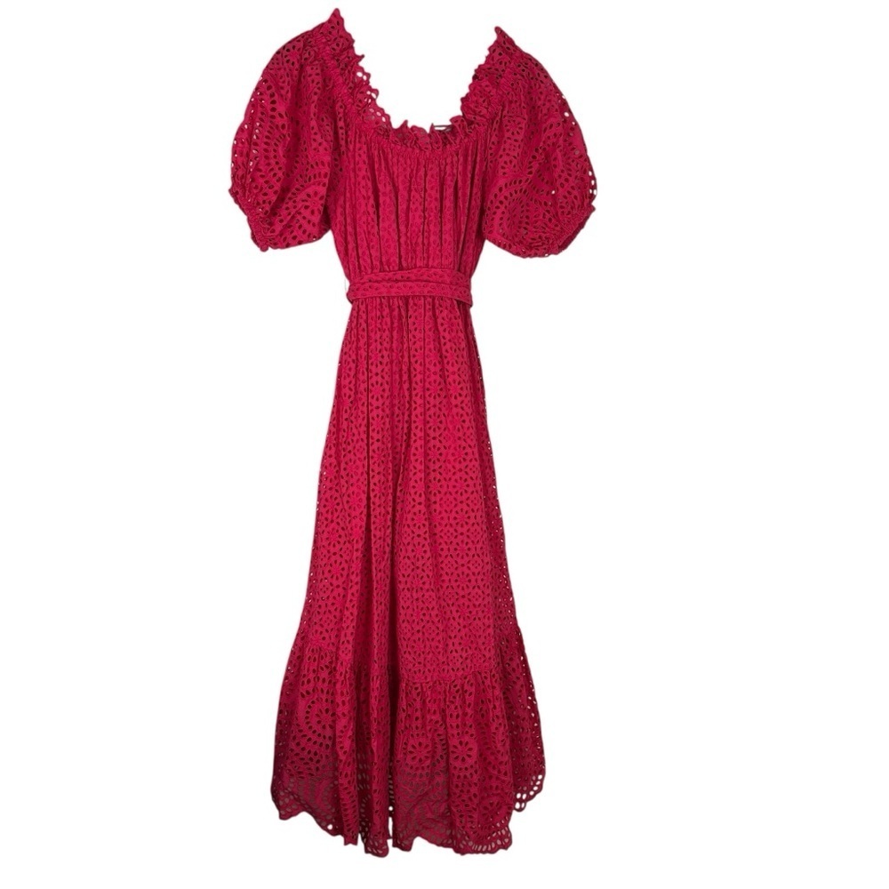 Ulla Johnson Hollie Lace Midi Dress Sz 2 Red Feminine Boho - Picture 6 of 10